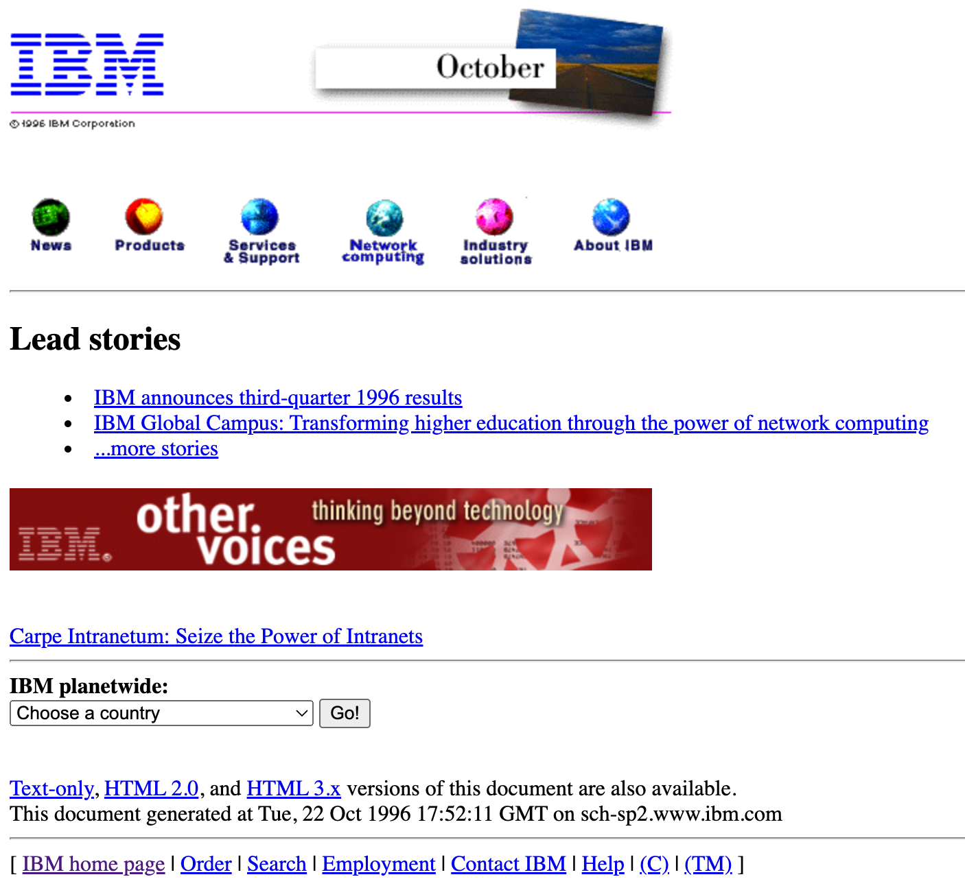 IMB homepage 1996