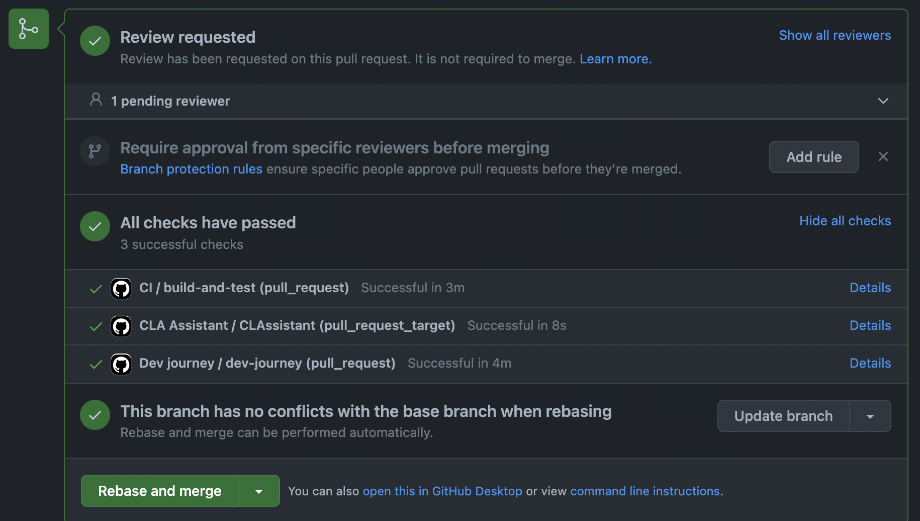 Screenshot shows example GitHub Actions