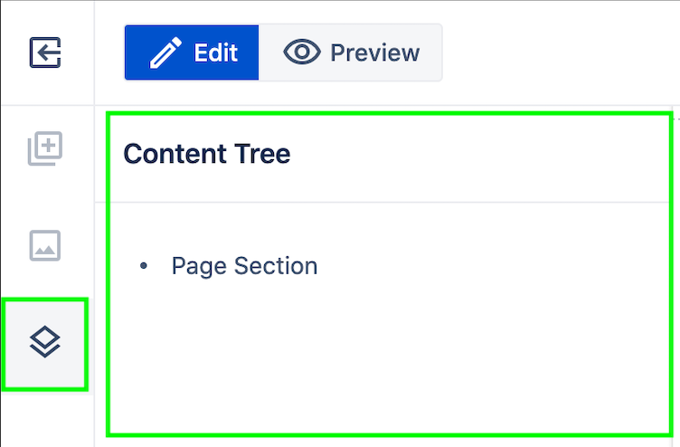 Page content tree in the editor